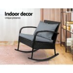 Gardeon Outdoor Furniture Rocking Chair Wicker Garden Patio Lounge Setting Black - Image 5