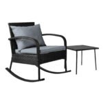 Gardeon 2PC Rocking Chair Table Wicker Outdoor Furniture Patio Lounge Setting - Image 8