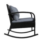 Gardeon 2PC Rocking Chair Table Wicker Outdoor Furniture Patio Lounge Setting - Image 3