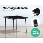 Gardeon 3PC Rocking Chair Table Wicker Outdoor Furniture Patio Bistro Set Black - Image 6