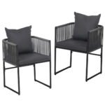 Gardeon 2PC Outdoor Dining Chairs Woven Rope Chair Patio Furniture Garden Steel
