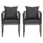 Gardeon 2PC Outdoor Dining Chairs Woven Rope Chair Patio Furniture Garden Steel - Image 3