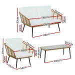 Gardeon 4-Piece Outdoor Sofa Set Rattan Lounge Setting Table Chairs - Image 2