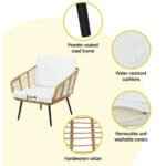 Gardeon 4-Piece Outdoor Sofa Set Rattan Lounge Setting Table Chairs - Image 5