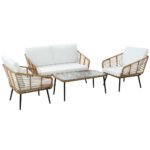 Gardeon 4-Piece Outdoor Sofa Set Rattan Lounge Setting Table Chairs - Image 7