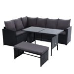 Gardeon Outdoor Furniture Dining Setting Sofa Set Lounge Wicker 8 Seater Black - Image 7