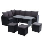 Gardeon Outdoor Furniture Dining Setting Sofa Set Lounge Wicker 9 Seater Black - Image 7