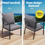 Gardeon 4 Seater Outdoor Sofa Set 4PCS Table Chair Setting Patio Furniture - Image 5