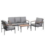Gardeon 5 Seater Outdoor Sofa Set 4PCS Table Chair Garden Bench Patio Furniture - Image 7