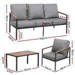 Gardeon 5 Seater Outdoor Sofa Set 4PCS Table Chair Garden Bench Patio Furniture - Image 2