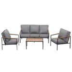 Gardeon 5 Seater Outdoor Sofa Set 4PCS Table Chair Garden Bench Patio Furniture - Image 3