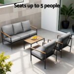 Gardeon 5 Seater Outdoor Sofa Set 4PCS Table Chair Garden Bench Patio Furniture - Image 4