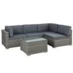 Gardeon 5-Piece Outdoor Sofa Set Wicker Couch Lounge Setting 4 Seater Grey - Image 7