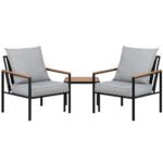 Gardeon 3PC Outdoor Furniture Bistro Set Lounge Setting Chairs Table Patio Black - Image 7