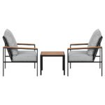 Gardeon 3PC Outdoor Furniture Bistro Set Lounge Setting Chairs Table Patio Black - Image 3