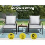 Gardeon 3PC Outdoor Furniture Bistro Set Lounge Setting Chairs Table Patio Black - Image 4
