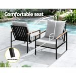 Gardeon 3PC Outdoor Furniture Bistro Set Lounge Setting Chairs Table Patio Black - Image 6