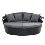 Gardeon Sun Lounge Setting Wicker Lounger Day Bed Outdoor Furniture Patio Black - Image 3