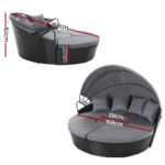 Gardeon Sun Lounge Setting Wicker Lounger Day Bed Patio Outdoor Furniture Black - Image 2