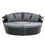 Gardeon Sun Lounge Setting Wicker Lounger Day Bed Patio Outdoor Furniture Black - Image 3