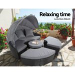Gardeon Sun Lounge Setting Wicker Lounger Day Bed Patio Outdoor Furniture Black - Image 6