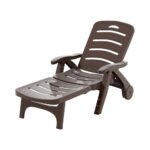 Gardeon Sun Lounger Folding Lounge Chair Wheels Patio Outdoor Furniture Brown - Image 7