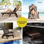 Gardeon Sun Lounger Folding Lounge Chair Wheels Patio Outdoor Furniture Brown - Image 5