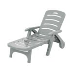 Gardeon Sun Lounger Folding Lounge Chair Wheels Patio Outdoor Furniture Grey - Image 7