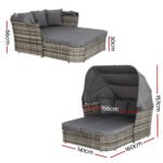 Gardeon Outdoor Sun Lounge Setting Patio Furniture Wicker Sofa Garden Day Bed - Image 2