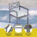 Gardeon Outdoor Dining Set 5 Piece Wooden Table Chairs Setting Grey - Image 5