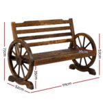 Gardeon Outdoor Garden Bench Wooden 2 Seat Wagon Chair Patio Furniture Brown - Image 2