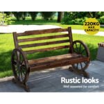Gardeon Outdoor Garden Bench Wooden 2 Seat Wagon Chair Patio Furniture Brown - Image 4