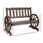 Gardeon Outdoor Garden Bench Wooden 2 Seater Wagon Chair Patio Furniture Brown - Image 2
