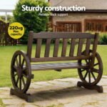 Gardeon Outdoor Garden Bench Wooden 2 Seater Wagon Chair Patio Furniture Brown - Image 5