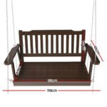 Gardeon Porch Swing Chair With Chain Outdoor Furniture Wooden Bench 2 Seat Brown - Image 2