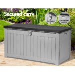 Gardeon Outdoor Storage Box 190L Container Lockable Garden Bench Tool Shed Black - Image 7