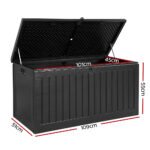 Gardeon Outdoor Storage Box 270L Container Lockable Garden Bench Tool Shed Black - Image 2