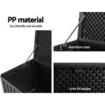 Gardeon Outdoor Storage Box 270L Container Lockable Garden Bench Tool Shed Black - Image 5