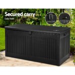 Gardeon Outdoor Storage Box 270L Container Lockable Garden Bench Tool Shed Black - Image 7