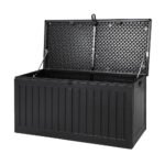 Gardeon Outdoor Storage Box 270L Container Lockable Garden Bench Tool Shed Black - Image 8