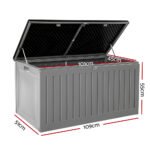 Gardeon Outdoor Storage Box 270L Container Lockable Garden Bench Tool Shed Grey - Image 2