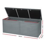 Gardeon Outdoor Storage Box 390L Container Lockable Garden Bench Tools Toy Shed Black - Image 3
