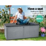 Gardeon Outdoor Storage Box 390L Container Lockable Garden Bench Tools Toy Shed Black - Image 6