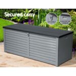 Gardeon Outdoor Storage Box 390L Container Lockable Garden Bench Tools Toy Shed Black - Image 8