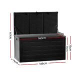 Gardeon Outdoor Storage Box 680L Container Lockable Garden Bench Shed Tool All Black - Image 2