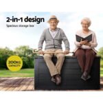 Gardeon Outdoor Storage Box 680L Container Lockable Garden Bench Shed Tool All Black - Image 5