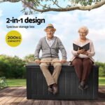 Gardeon Outdoor Storage Box 830L Container Lockable Bench Tool Shed All Black - Image 5