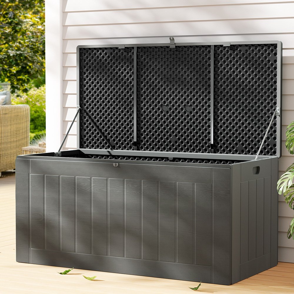 OSB-S830-BK-98150-06.jpg Gardeon Outdoor Storage Box 830L Container Lockable Garden Bench Tool Shed Black - Image 1