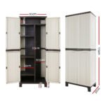 Gardeon Outdoor Storage Cabinet Box 173cm Lockable Cupboard Sheds Garage Adjustable Beige - Image 4