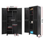 Gardeon Outdoor Storage Cabinet Box 173cm Lockable Cupboard Sheds Garage Adjustable Black - Image 4